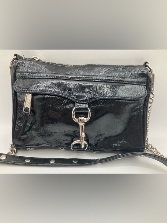 Rebecca Minkoff Handbags - Rebecca Minkoff Black and Silver Crossbody Bag Patent